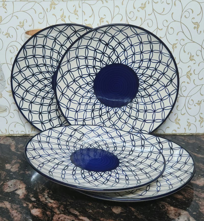 VolCraft Ceramic Plate Set,10 inches - Set of 4 Large Size Dinner Plate for Snacks, Appetizers etc. Handmade Stoneware Dinner Plate Microwave and Dishwasher Safe - Image 5
