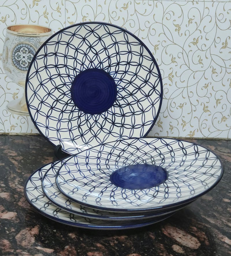 VolCraft Ceramic Plate Set,10 inches - Set of 4 Large Size Dinner Plate for Snacks, Appetizers etc. Handmade Stoneware Dinner Plate Microwave and Dishwasher Safe - Image 1