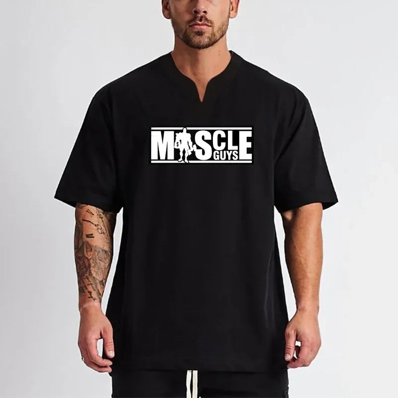 Bodybuilding Muscle Men''s loose training clothes summer fitness sports plus size breathable T-shirt short sleeve men''s running half - Image 5
