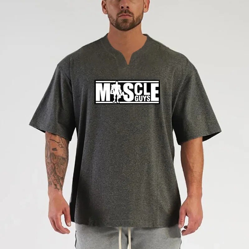 Bodybuilding Muscle Men''s loose training clothes summer fitness sports plus size breathable T-shirt short sleeve men''s running half - Image 3