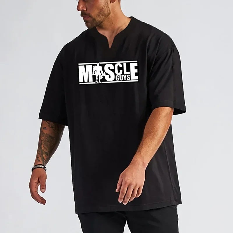 Bodybuilding Muscle Men''s loose training clothes summer fitness sports plus size breathable T-shirt short sleeve men''s running half - Image 4
