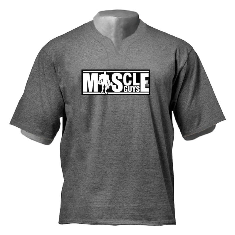 Bodybuilding Muscle Men''s loose training clothes summer fitness sports plus size breathable T-shirt short sleeve men''s running half - Image 2