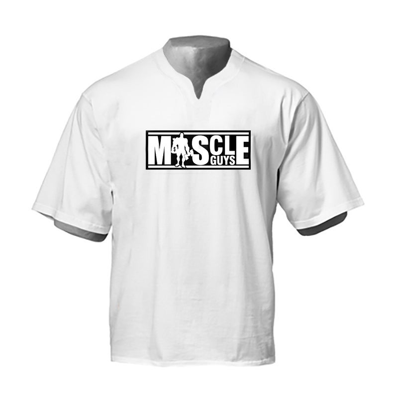 Bodybuilding Muscle Men''s loose training clothes summer fitness sports plus size breathable T-shirt short sleeve men''s running half - Image 1