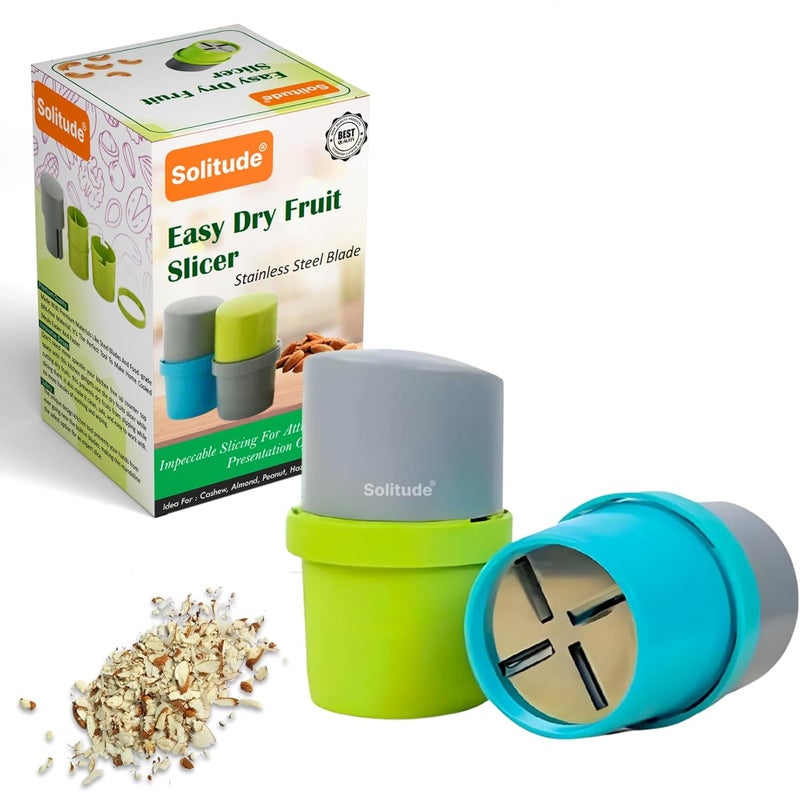 Solitude (2 Pcs) Dry Fruit Cutter, Slicer, Grinder, Chocolate Cutter and Butter Slicer with 3 in 1 Blade for Almonds, Cashews etc (Stainless Steel) - Image 1