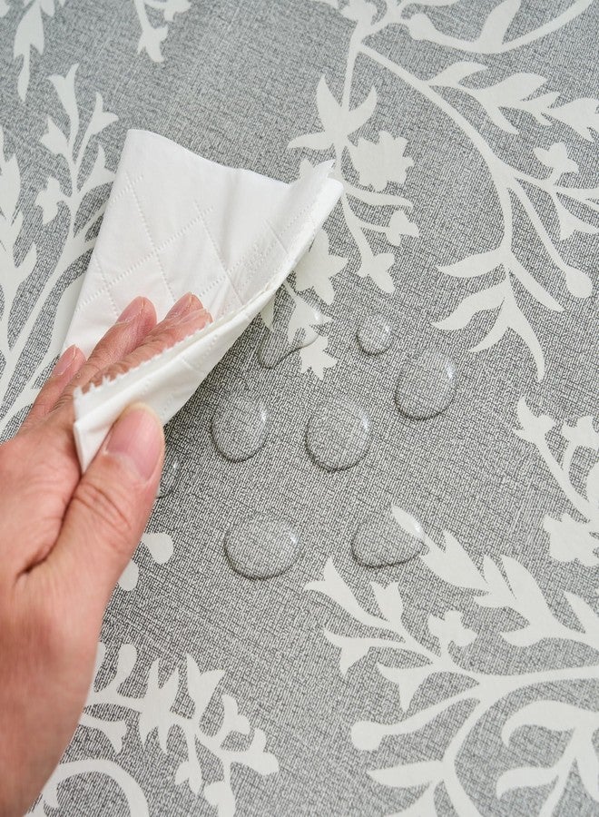 LIBERECOO Vinyl Tablecloth with Flannel Backing -Indigo Botanical Charm, Waterproof, Wipeable, Durable Table Cover - 4 Colors - Image 5