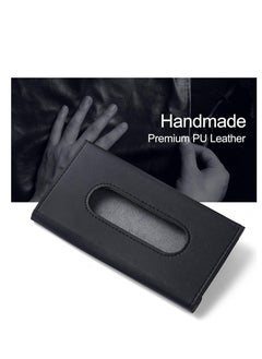 Generic Car Tissue Holder, Upgraded Version Hanging Tissue Holder for Car, Premium PU Leather Car Tissue Holder Visor for Universal Auto, Easy Use (Black)  - Image 2