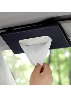 Generic Car Tissue Holder, Upgraded Version Hanging Tissue Holder for Car, Premium PU Leather Car Tissue Holder Visor for Universal Auto, Easy Use (Black)  - Image 3