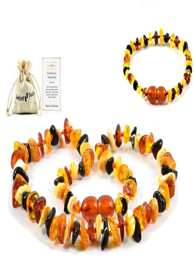 Amber-Touch RAW Baltic Amber Necklace and Bracelet - Natural Amber from Baltic Region, Genuine Amber (13in. and 5.5in.) (K) - Image 1
