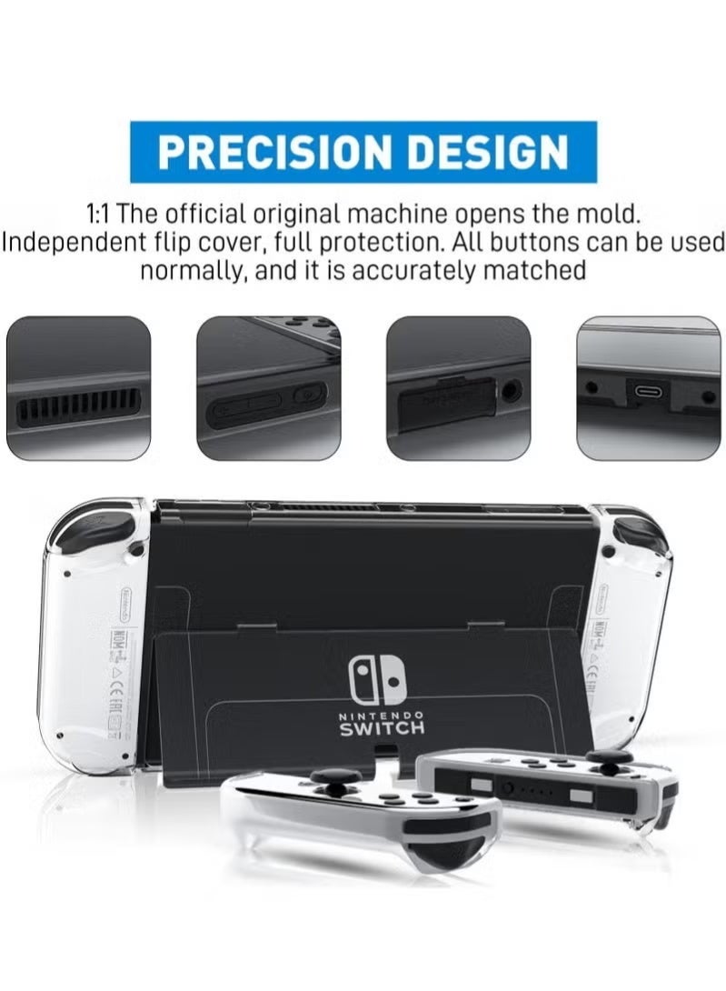 Crystal Clear Protective Case Compatible with Nintendo Switch OLED PC Material Shockproof and Scratchproof with Stand Function Cover - Image 2