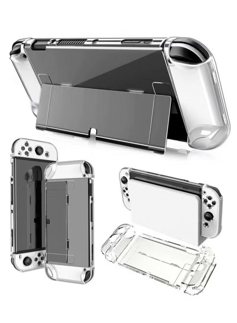 Crystal Clear Protective Case Compatible with Nintendo Switch OLED PC Material Shockproof and Scratchproof with Stand Function Cover - Image 1