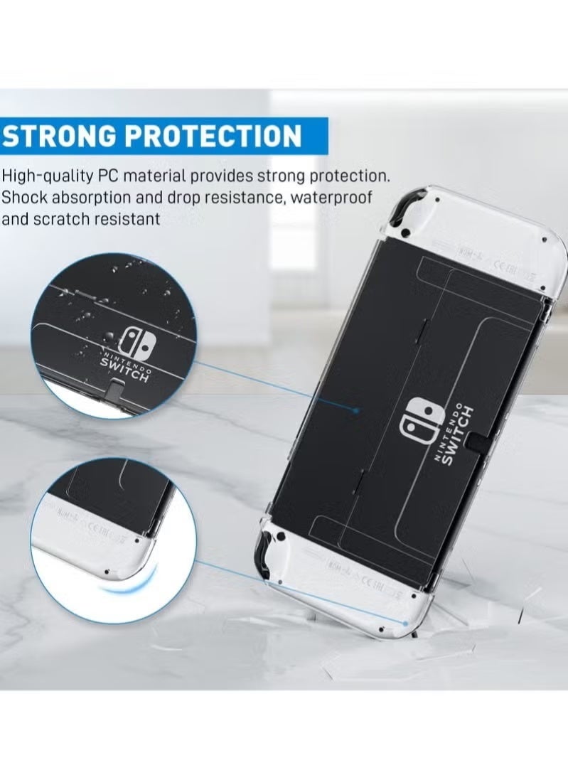 Crystal Clear Protective Case Compatible with Nintendo Switch OLED PC Material Shockproof and Scratchproof with Stand Function Cover - Image 4