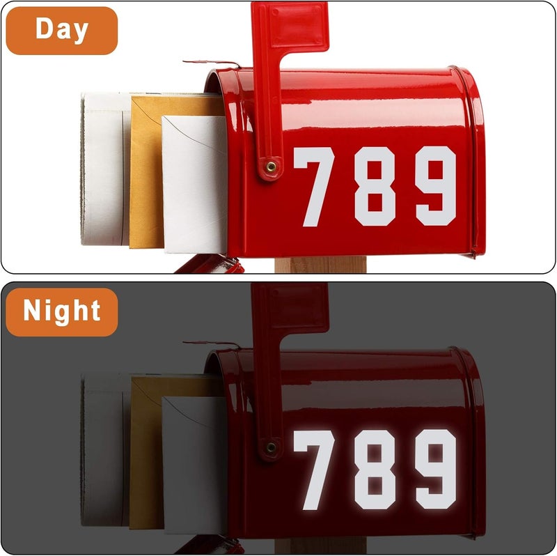 Zonon 100 Piece 4 Inch Reflective Mailbox Number Stickers, Self Adhesive Reflective Capital Letter Sticker, Number Decals Vinyl Mailbox Decals for Bin, Window, Door(White) - Image 4
