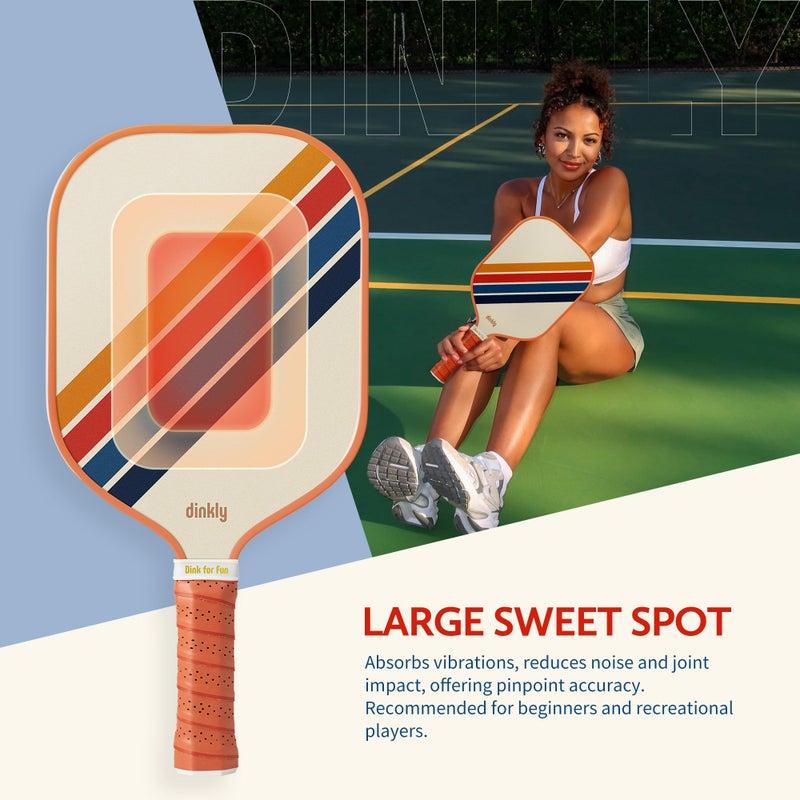 Dinkly Pickleball Paddles Set of 2, USAPA Approved Graphite/Fiberglass Pickleballs Racket, 2 Rackets, 4 Balls, 1 Protable Carry Bag, Pickle Ball Set for Men Women, Retro Twill - Image 2