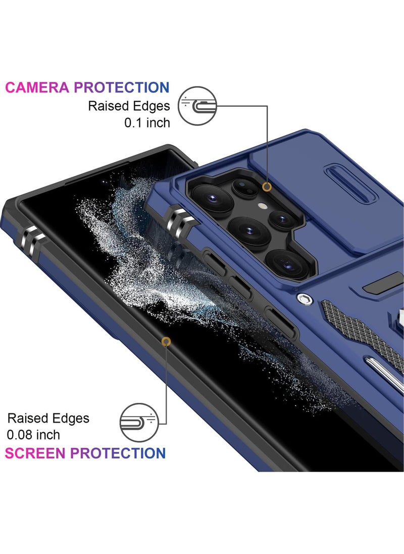 Rock Pow - Galaxy S24 Ultra Case with Camera Cover Samsung S24 Ultra Cover Pass 16ft Drop Test Shockproof Protective Phone Case with Kickstand for Samsung Galaxy S24 Ultra - Image 1