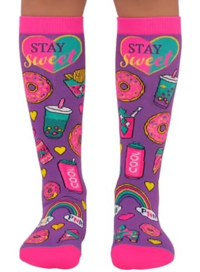 Glitters Funky 3D High Socks for Kids & Teens – Colorful Knee-High Novelty Socks with Plush 3D Elements | Fun Cartoon, Sweets & Racing Car Designs | Free Size, 2-Pair Set - Image 2