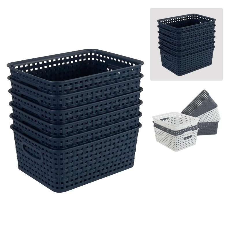 Ucake Plastic Storage Baskets for Organizing, Small Weave Storage Baskets, 6 Packs