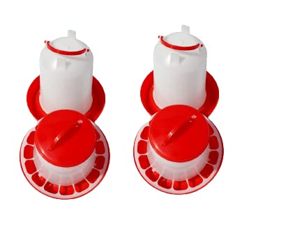 TMW TM&W-Chicken, Quail and All Birds Feeders & Drinkers 1.5 KG Feeder=2 Pcs & 1.5 Drinker=2 Pcs= 4 Pcs - Image 1