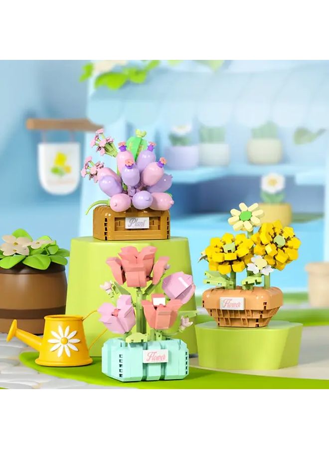 W1605 7 DIY Building Block Flower Ornament Holiday Gift - Image 4