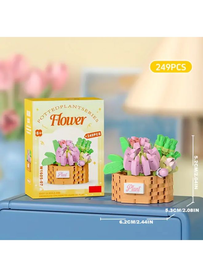 W1605 7 DIY Building Block Flower Ornament Holiday Gift - Image 1