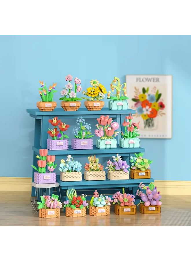 W1605 7 DIY Building Block Flower Ornament Holiday Gift - Image 2