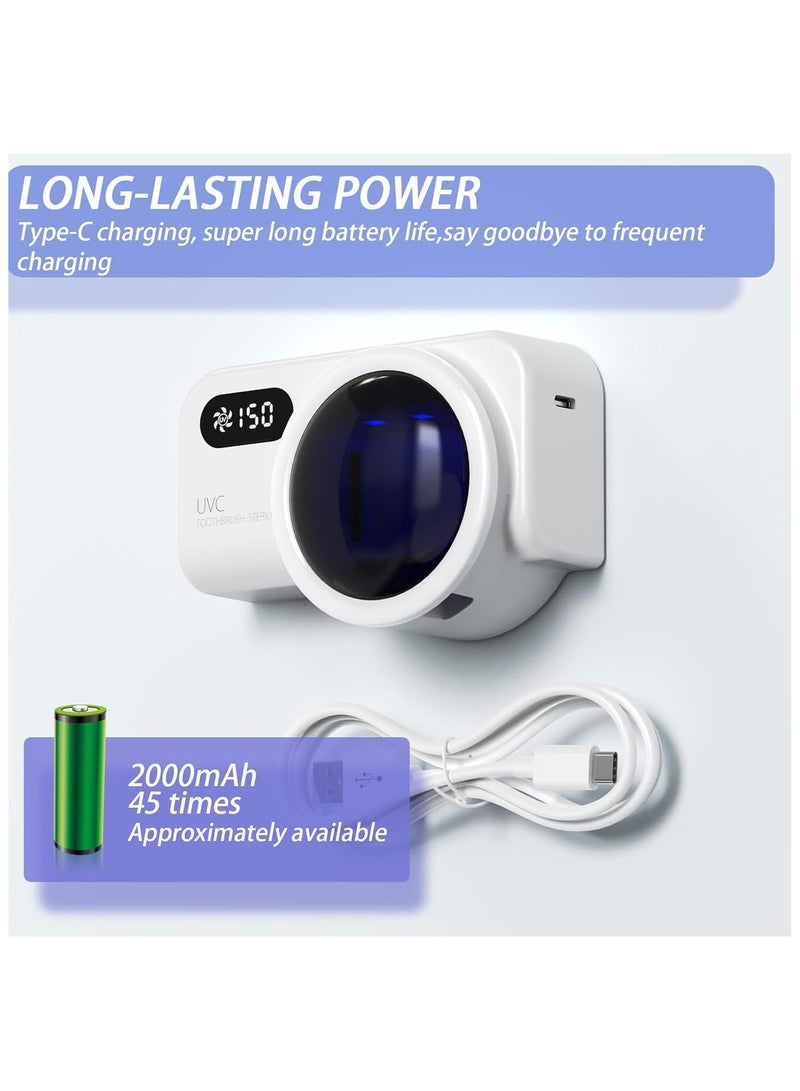 BlueFire Smart UV Toothbrush Sterilizer with Quick Drying Fan, Automatic Toothpaste Dispenser, Digital Display & Wall Mounted Toothbrush Holder – 1000mAh Rechargeable Battery, ABS Durable Material, Compact Elegant Bathroom Organizer, Eliminates 99.9% Germs, Fits Electric & Manual Toothbrushes - Image 2