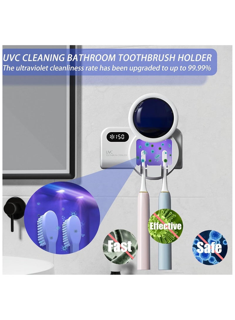 BlueFire Smart UV Toothbrush Sterilizer with Quick Drying Fan, Automatic Toothpaste Dispenser, Digital Display & Wall Mounted Toothbrush Holder – 1000mAh Rechargeable Battery, ABS Durable Material, Compact Elegant Bathroom Organizer, Eliminates 99.9% Germs, Fits Electric & Manual Toothbrushes - Image 3