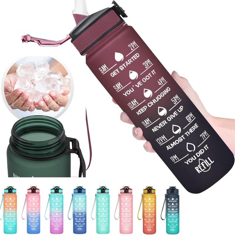 VRIONMotivation bottle Unbreakable Water Bottle 1 Litre with Motivational Time Marker Leakproof Durable BPAFree NonToxic officeWater bottle for gym PACK OF 1 MULTICOLOUR - Image 1