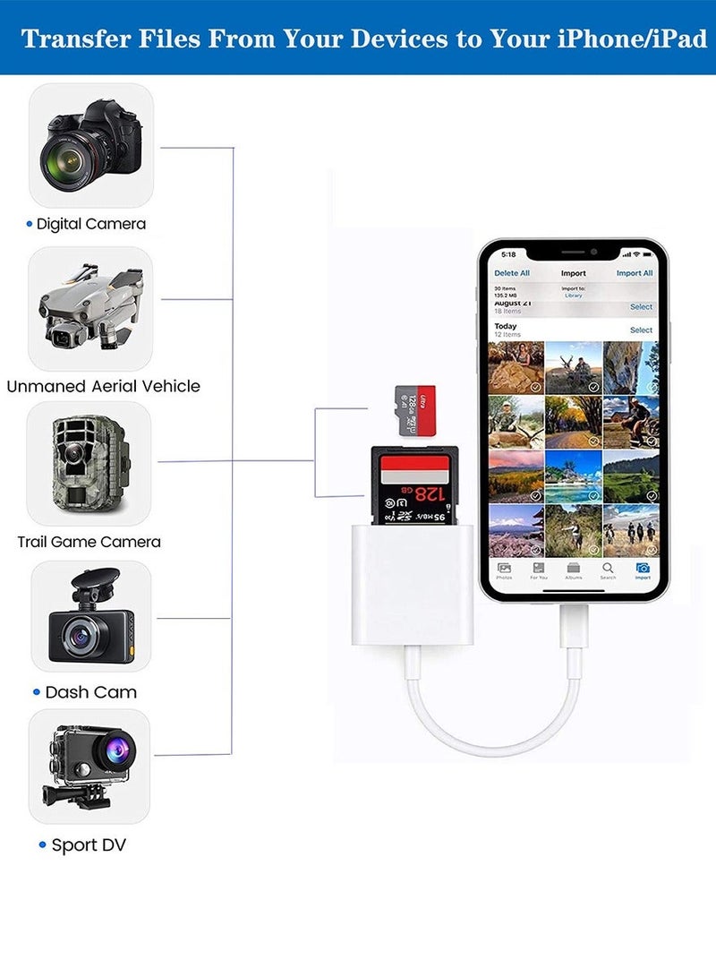 سوبر زي يوث قارئ بطاقات SD لأجهزة iPhone/iPad، قارئ بطاقات Micro SD مزود بفتحات مزدوجة متوافق مع iPhone - Image 5