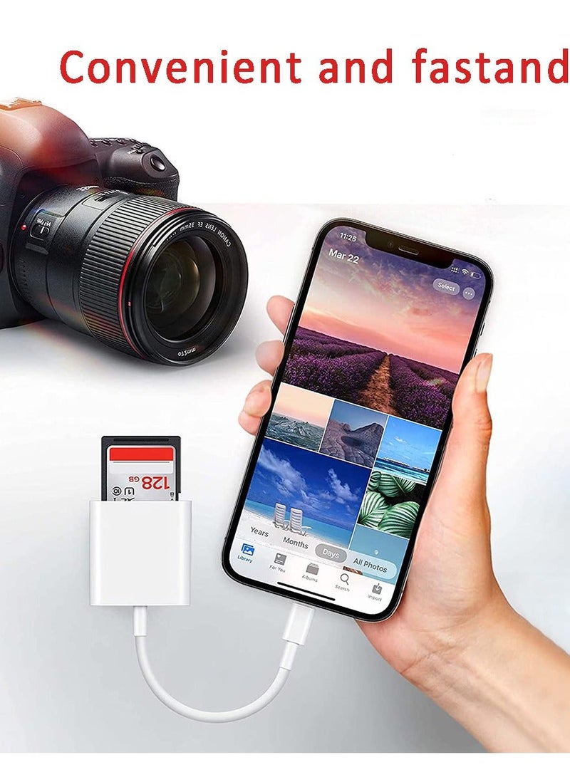 سوبر زي يوث قارئ بطاقات SD لأجهزة iPhone/iPad، قارئ بطاقات Micro SD مزود بفتحات مزدوجة متوافق مع iPhone - Image 3