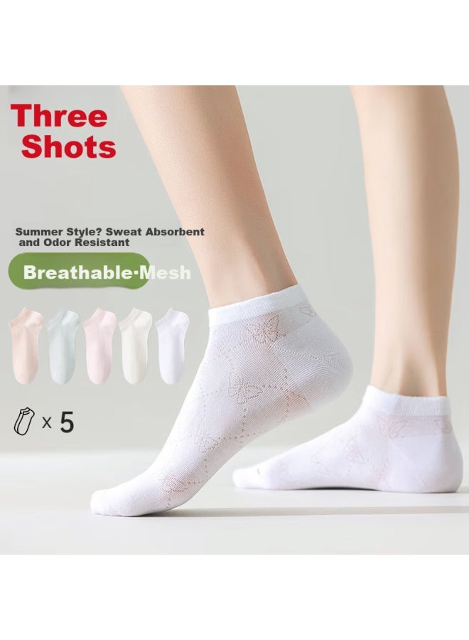 Threegun 【Touch Series】Summer Women'S Non-Slip Anti-Drop Heel Mesh Breathable Boat Socks Low-Cut Socks - Image 1