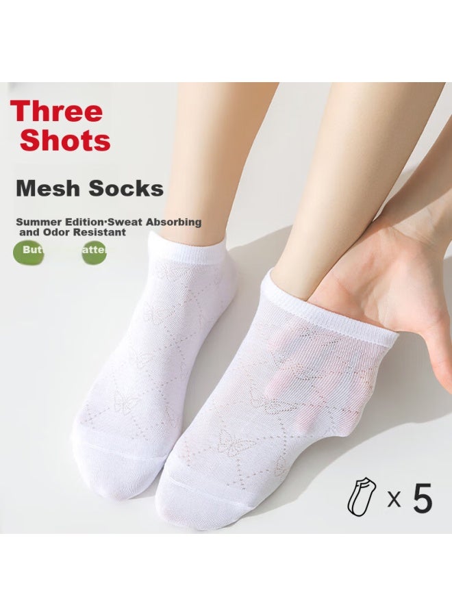 Threegun 【Touch Series】Summer Women'S Non-Slip Anti-Drop Heel Mesh Breathable Boat Socks Low-Cut Socks - Image 2