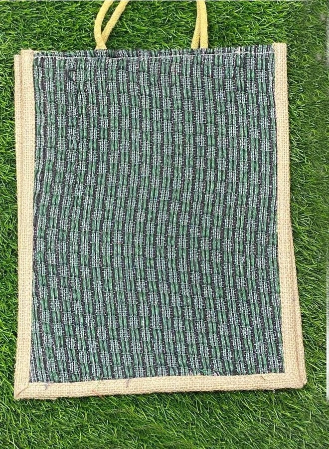 RATEHALF Jute Bags for Lunch Box with Zip | Jute Tote Bag | Jute Tiffin Bags | Multicolored Jute Bag | Jute Carry Multiuse Bag Size: 40 cm x 36 cm - Image 1
