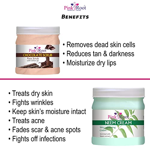 Pink Root Chocolate Scrub 500gm with Neem Cream 500gm - Image 5