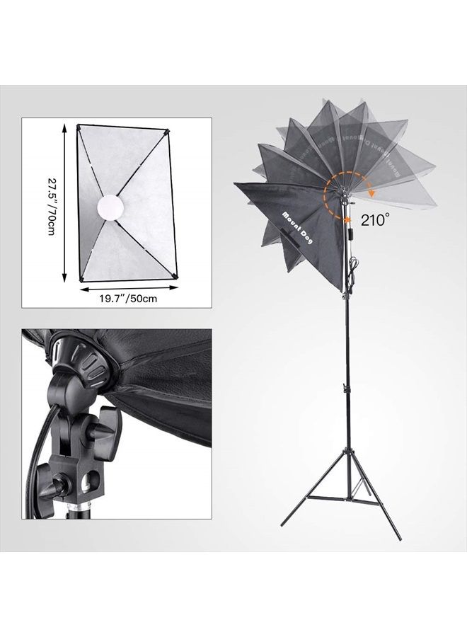 MOUNTDOG 【Upgrade LED】 MOUNTDOG Softbox Lighting Kit, Photography Studio Light with 19.7"X27.5" Reflector and 3 Colors Temperature 45W Bulb with Remote, Professional Photo Studio Equipment for Portrait Video - Image 4