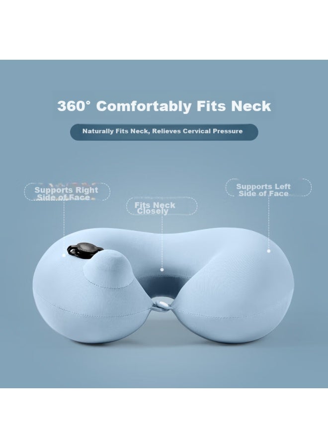 BADIGAO Baidi Gao Press-in Inflatable Ice Silk U-shaped Pillow, Travel Pillow, Portable, For Long-distance Travel, High-speed Rail, Airplane, Sleeping Aid, Headrest, Neck Support Pillow  - Image 3