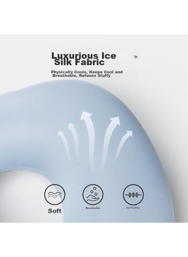 BADIGAO Baidi Gao Press-in Inflatable Ice Silk U-shaped Pillow, Travel Pillow, Portable, For Long-distance Travel, High-speed Rail, Airplane, Sleeping Aid, Headrest, Neck Support Pillow  - Image 4