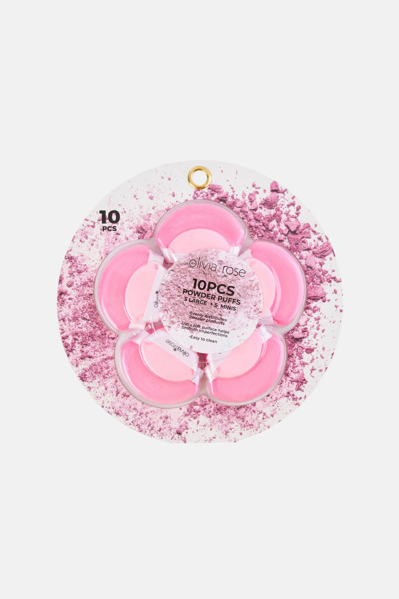 Olivia Rose 10 Pieces Makeup Powder Puffs Set, Pink - Image 1