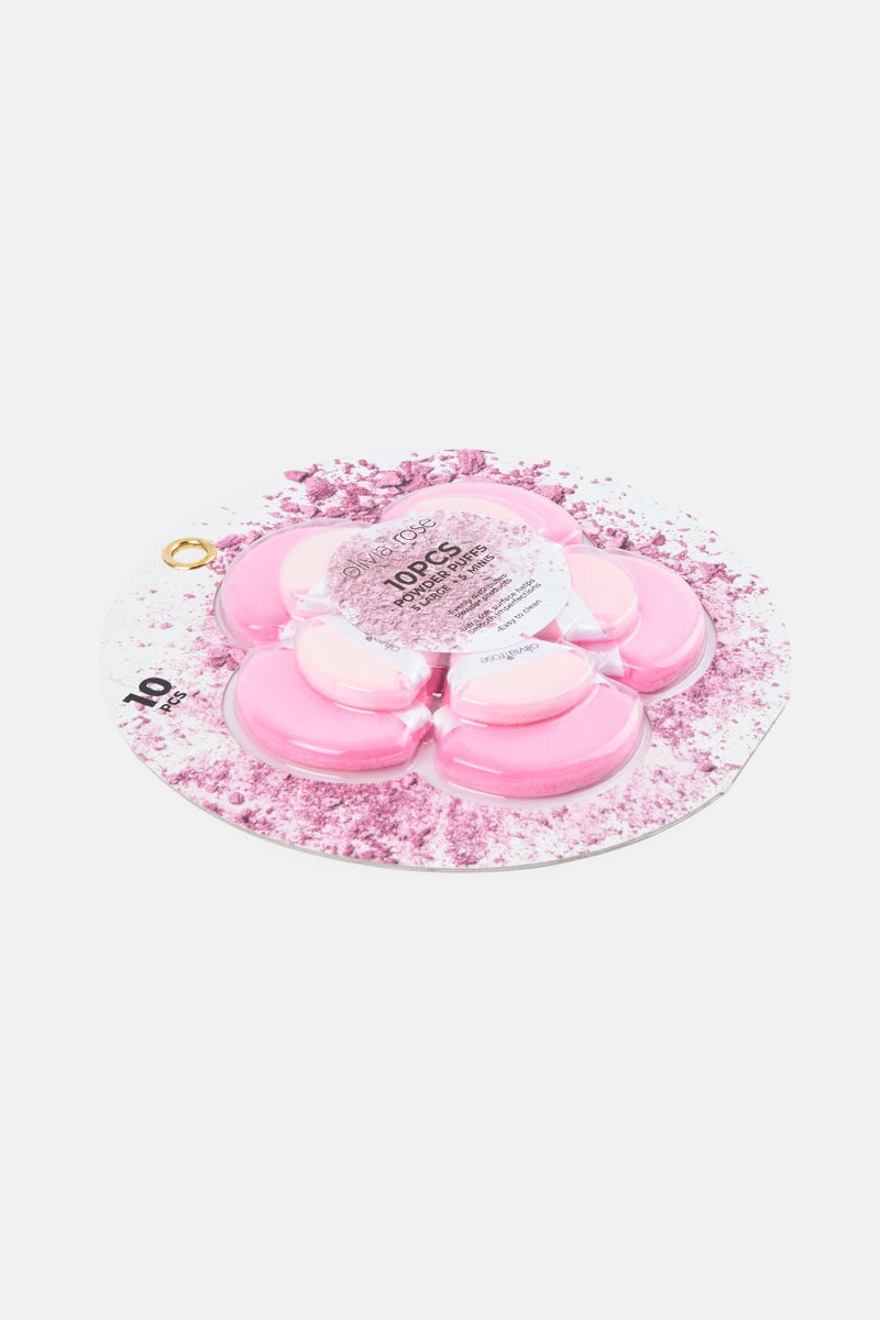 Olivia Rose 10 Pieces Makeup Powder Puffs Set, Pink - Image 2