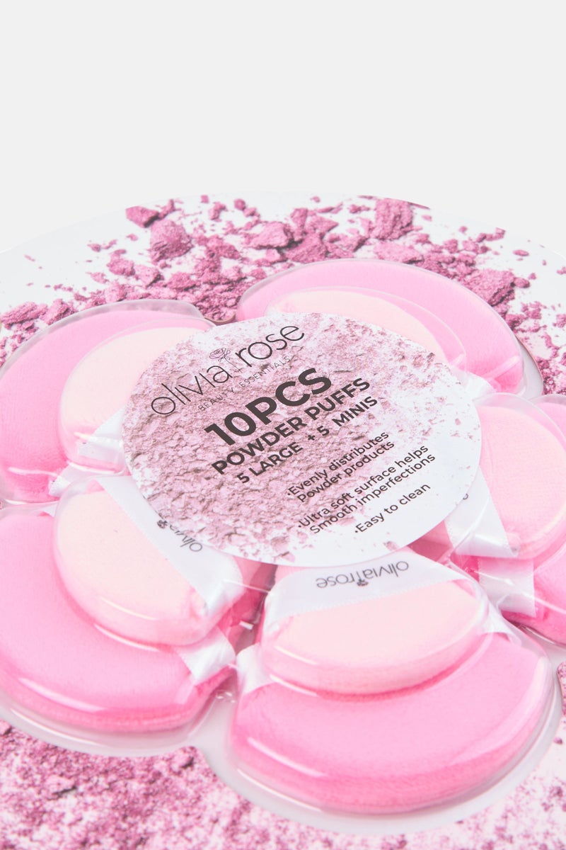 Olivia Rose 10 Pieces Makeup Powder Puffs Set, Pink - Image 3