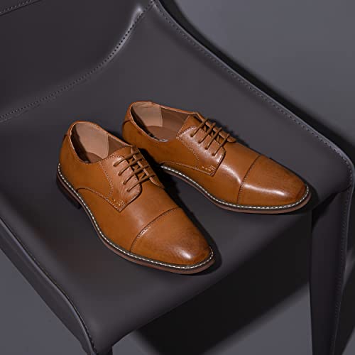 Vostey Men's Brown Dress Oxford Shoes - Casual & Formal Business Derby Shoes (BMY703 Yellow Brown 10.5) - Image 2