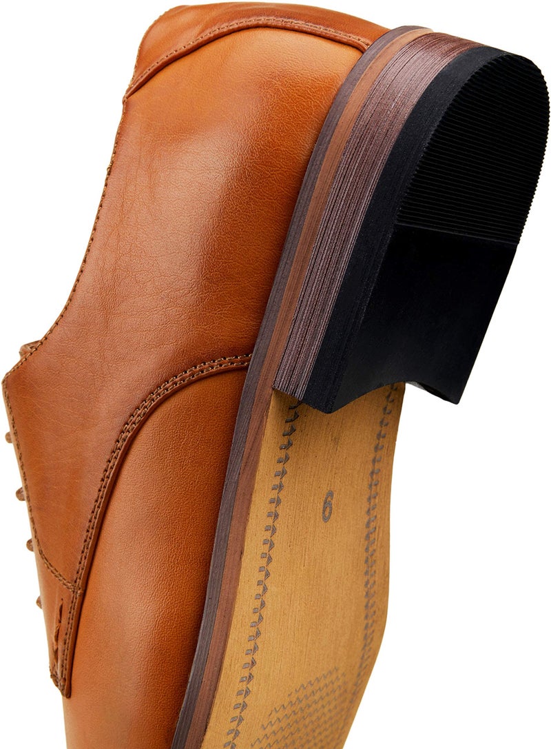 Vostey Men's Brown Dress Oxford Shoes - Casual & Formal Business Derby Shoes (BMY703 Yellow Brown 10.5) - Image 5