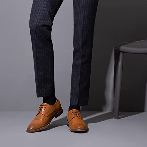 Vostey Men's Brown Dress Oxford Shoes - Casual & Formal Business Derby Shoes (BMY703 Yellow Brown 10.5) - Image 3