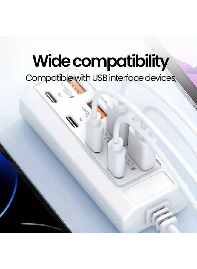 شاحن الحائط بمنفذ USB 8 منافذ 25 واط شحن سريع 4 منافذ USB-A و 4 منافذ Type-C PD شحن متزامن للابتوب والتابلت والأجهزة الذكية - Image 5