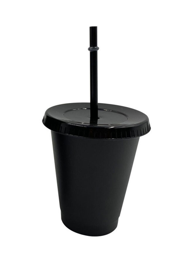 Water Bottle Cup With Lid And Straw Black