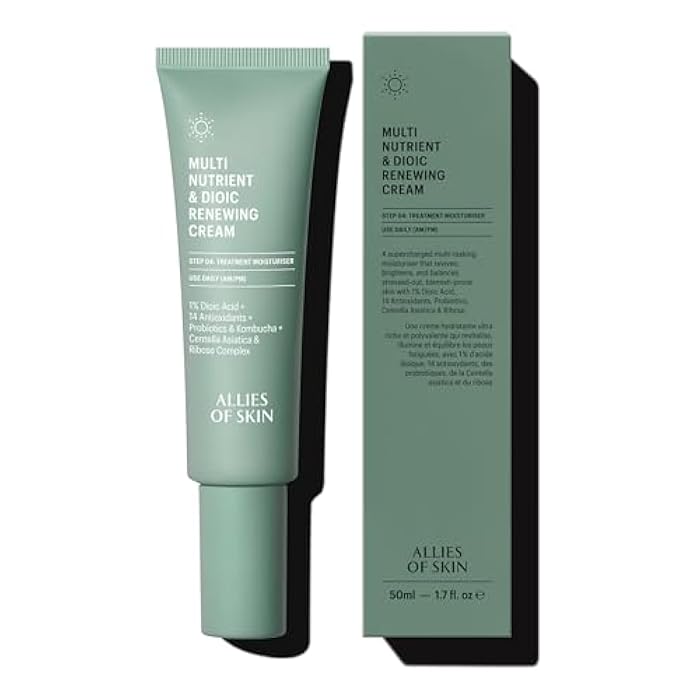 Allies of Skin Multi Nutrient & Dioic Renewing Face Cream | Balance and Hydrate Acne Prone Skin with Kombucha & Probiotics | Calm Redness, Breakouts and Even Skin Tone | 1.7 fl oz - Image 1