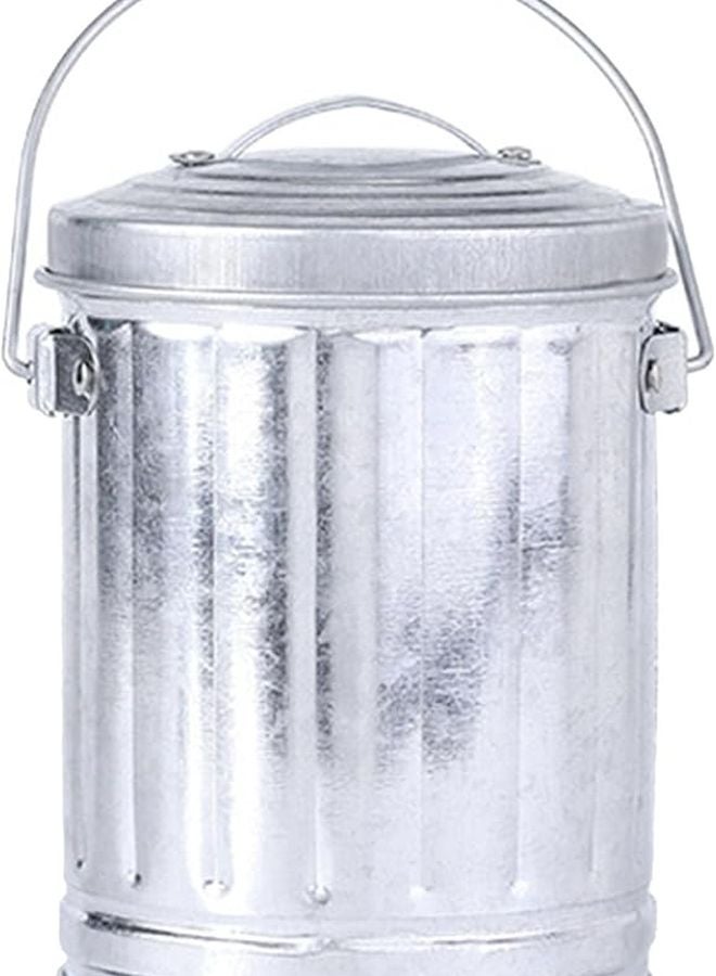 Galvanized Iron Retro Ashtray with Cover Small Desktop Trash Bin for Home Office - Image 1