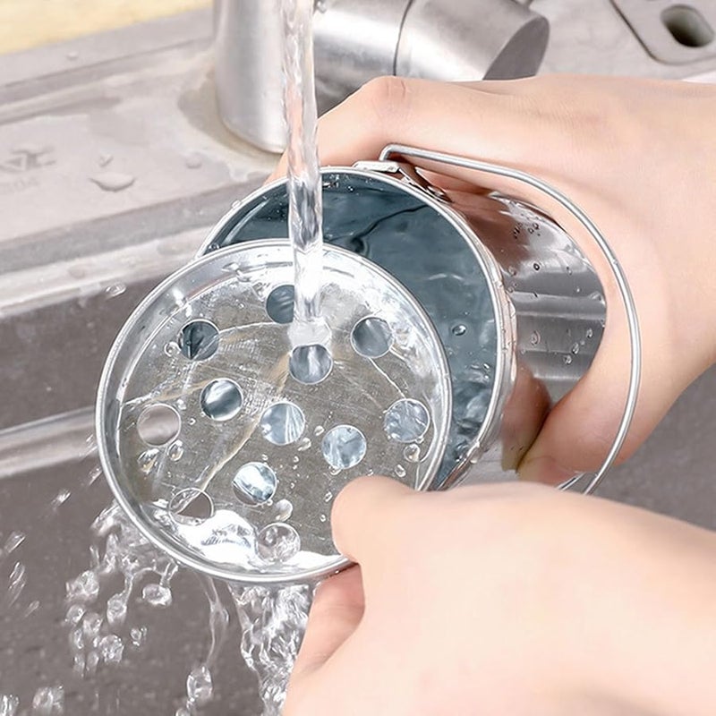 Galvanized Iron Retro Ashtray with Cover Small Desktop Trash Bin for Home Office - Image 5