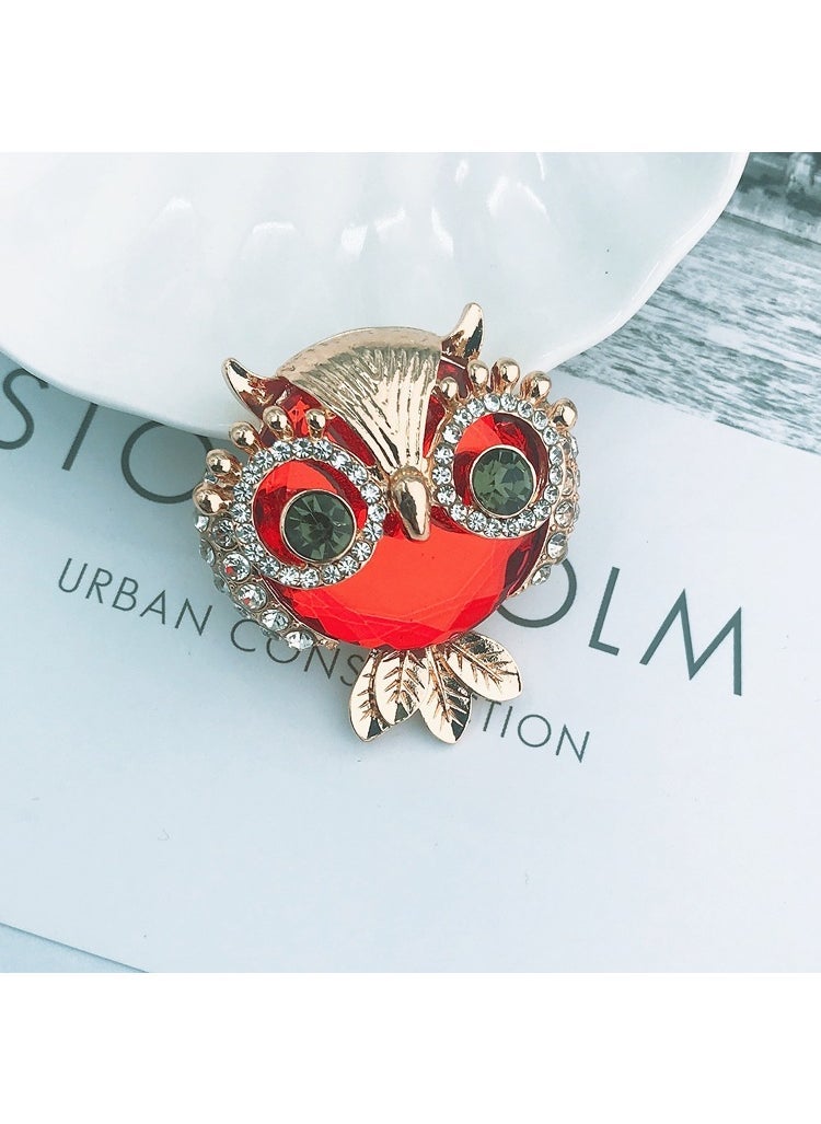 بيوينتي Owl Rhinestone DIY Fridge Magnet D2206 gold background Red 