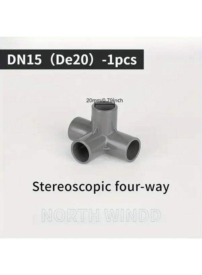 Gray PVC Elbow 4 Way DN15 De20 Plastic Pipe Fitting Connector Water Pipe Accessories - Image 1
