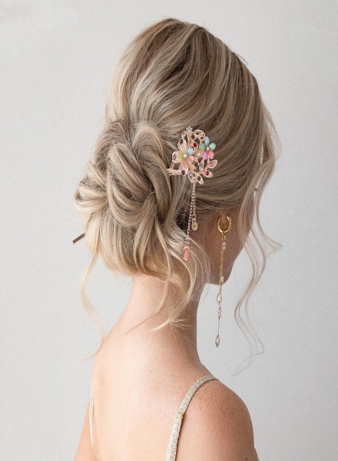 TARINI Hair Sticks for Bun, 2 Pieces New Chinese Style Hair Sticks, Vintage Hair Chopsticks with Rhinestone Pearl Flower & Tassel, (Ancient Style) Hair Pins for Women Girls DIY Hair Accessory - Image 3